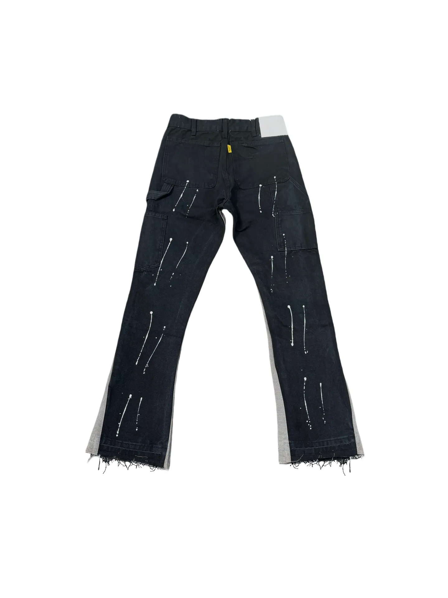 P220💰G33 GALLERY DEPT. Spliced ​​washed retro jeans for men and women high street splashed ink trousers micro-flared casual trousers trendy couple same style Color: Black Size: S-XXL (corresponding to 28-36)